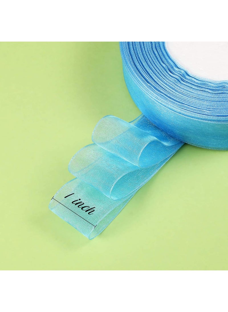 6 Rolls Organza Ribbon Sheer Chiffon Ribbon Set for Gift Wrapping, Wedding, Birthday, Craft, Valentine Decorations, Bouquet and Garland Making, 50 Yards Each Roll (Bright Color) - Image 2